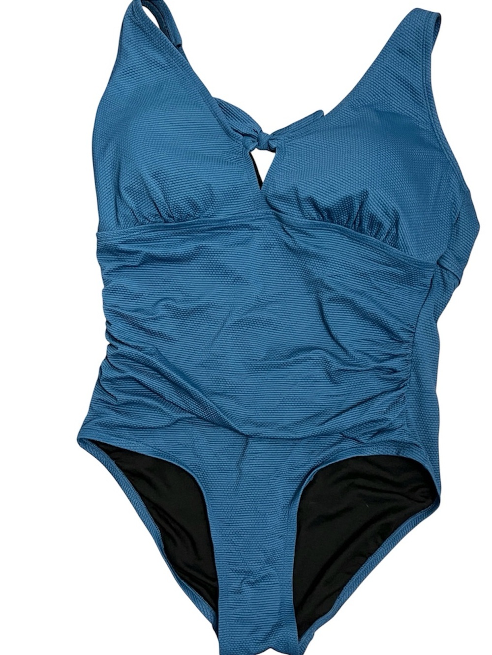 Kona Sol Teal Blue Textured Tie Front Ruched One-Piece Swimsuit size 16W